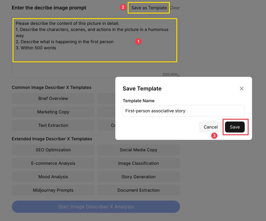 Custom template interface